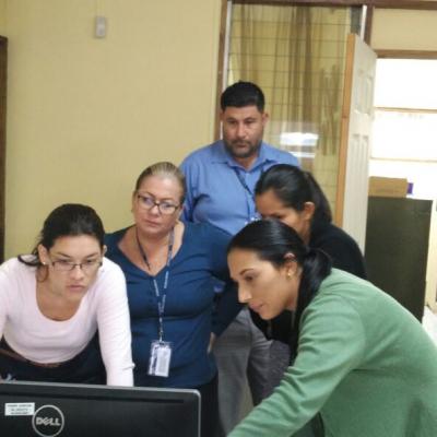 Equipo de trabajo utilizando una computadora